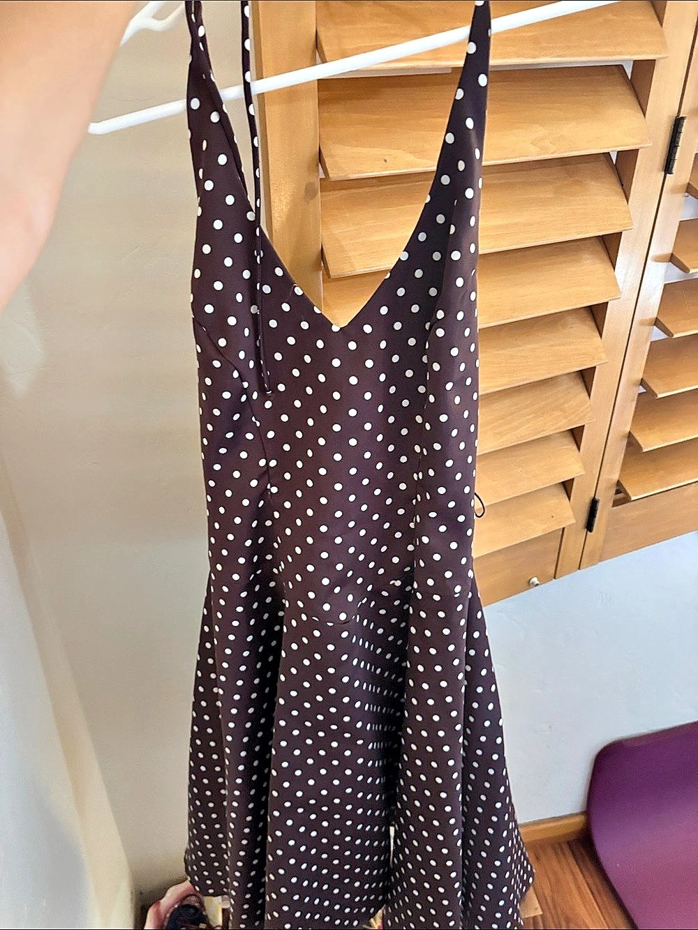 B. Darlin Size M Polka Dot Midi Halter Dress in Brown & White Like New